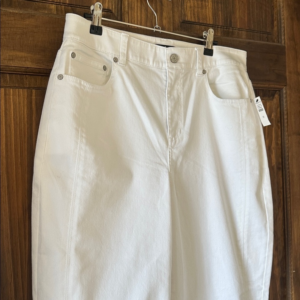 Talbots white relaxed barrel Jean ankle length high waist 10 NWT - Picture 2 of 5